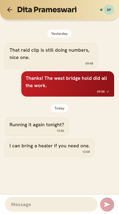 A private chat between two players